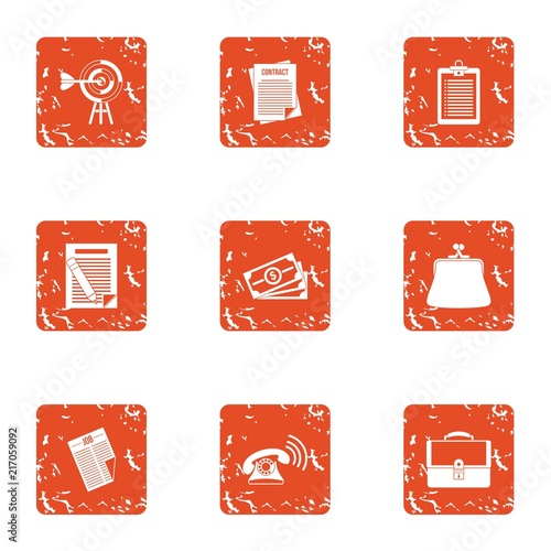 Mortgage loan icons set. Grunge set of 9 mortgage loan vector icons for web isolated on white background