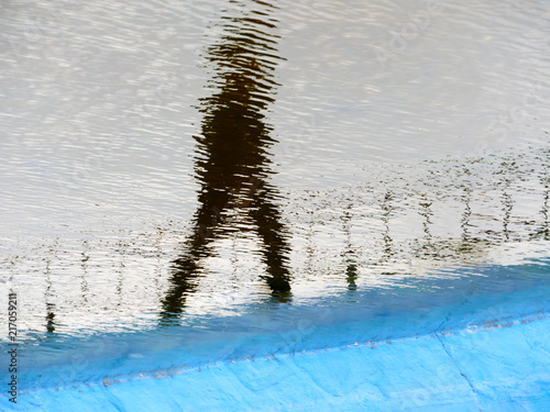 The man reflection in the water