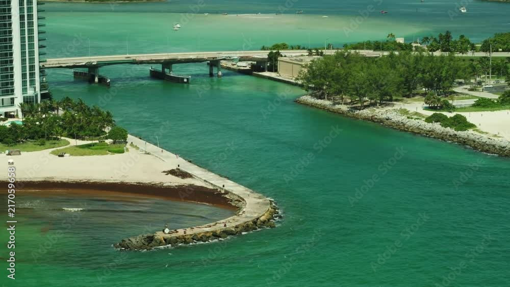 Aerial video Bal HArbour Jetty narrow angle closeup Aerial video Bal HArbour Jetty narrow angle closeup