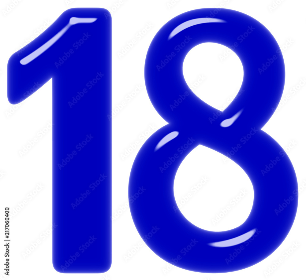 Numeral 18, eighteen, isolated on white background, 3d render Numeral 18, eighteen, isolated on white background, 3d render
