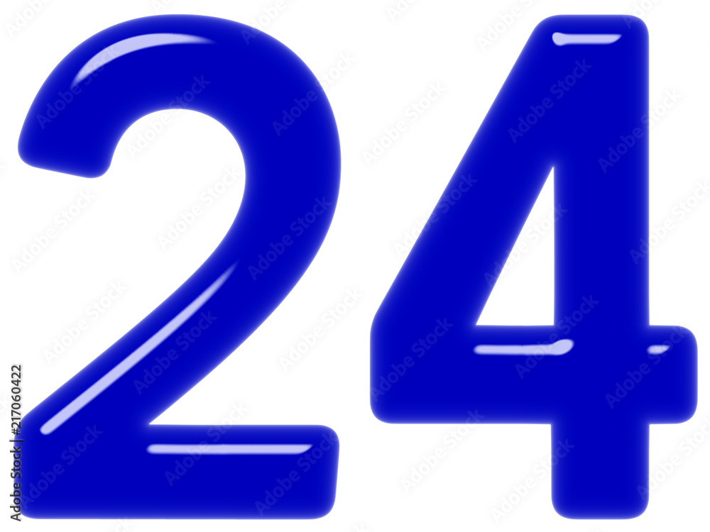 Numeral 24, twenty four, isolated on white background, 3d render Numeral 24, twenty four, isolated on white background, 3d render