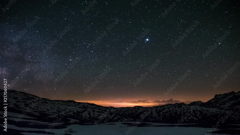 Night Lapse of the milky way in the mountains. Les Ménuires - France. Night Lapse of the milky way in the mountains. Les Ménuires - France.