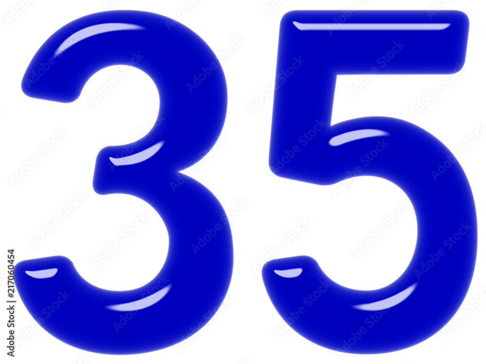 Numeral 35, thirty five, isolated on white background, 3d render Numeral 35, thirty five, isolated on white background, 3d render