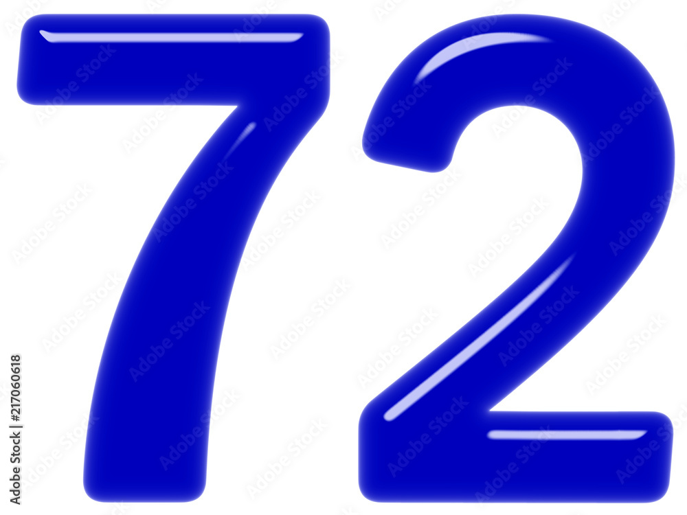 Numeral 72, seventy two, isolated on white background, 3d render Numeral 72, seventy two, isolated on white background, 3d render