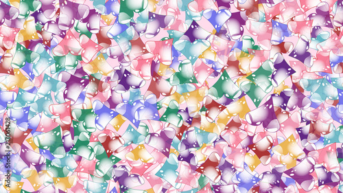 Texture pattern seamless from cheerful iridescent beautiful amorous gentle bright motley multicolored heartfelt festive favorite unique luxurious hearts. Back background Vector illustration