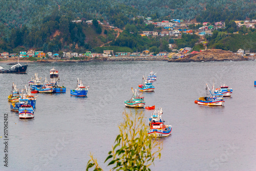 Barcos en Puerto Coronel Región del Bio Bio sur de Chile