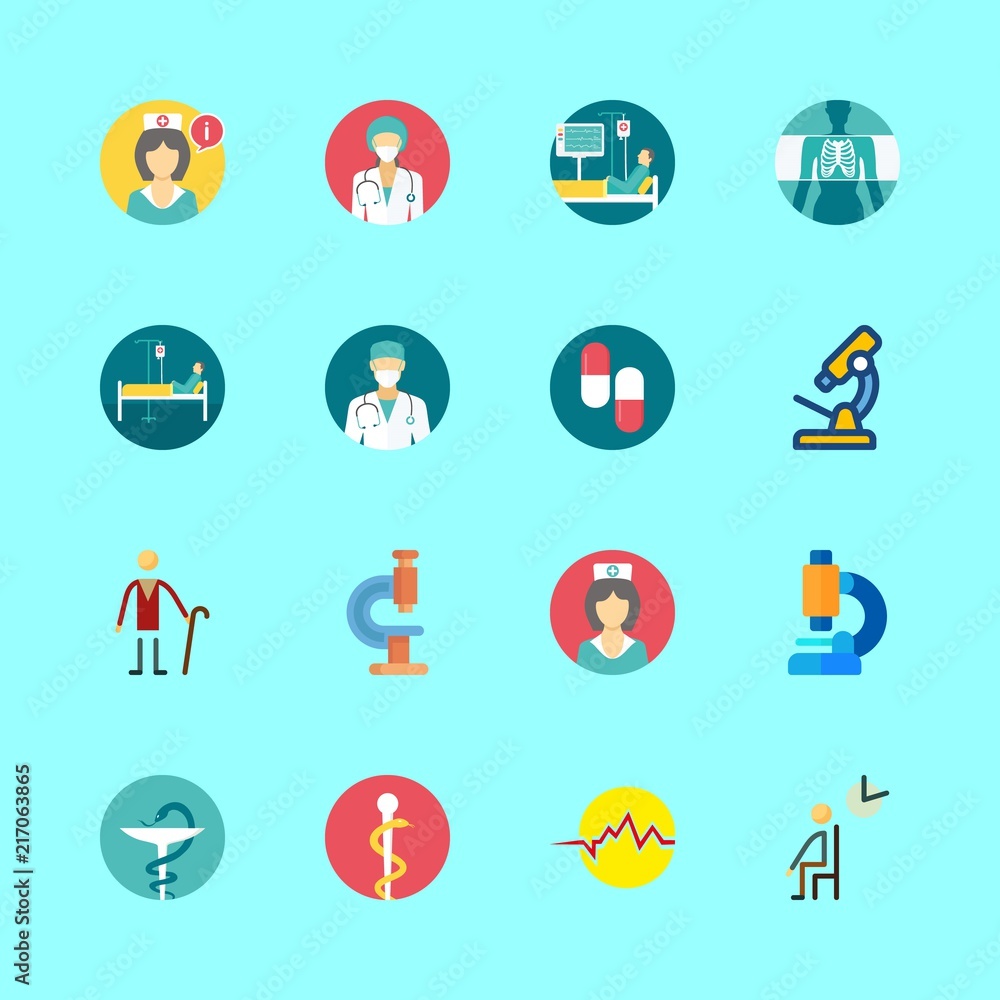 hospital icons set. man, remedy, floor and diagnostics graphic works