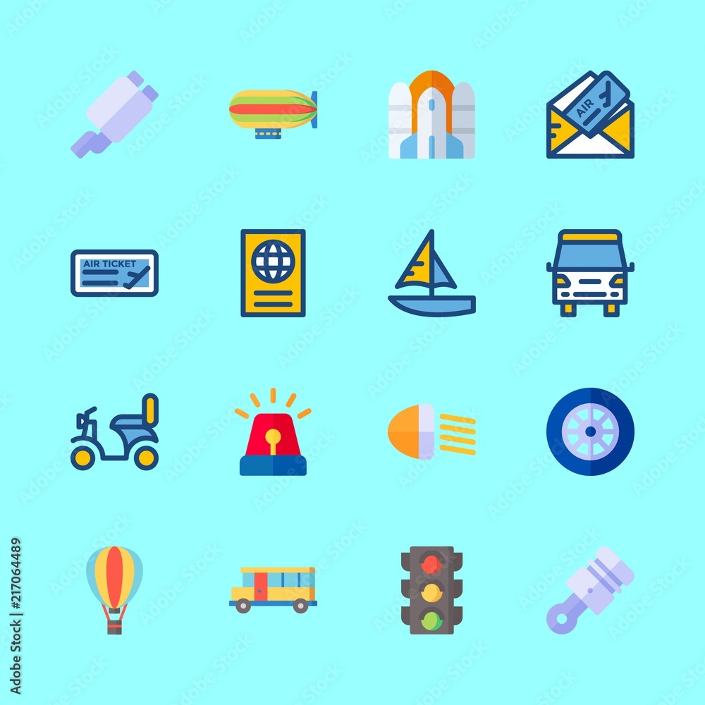 16 transportation icons set 16 transportation icons set