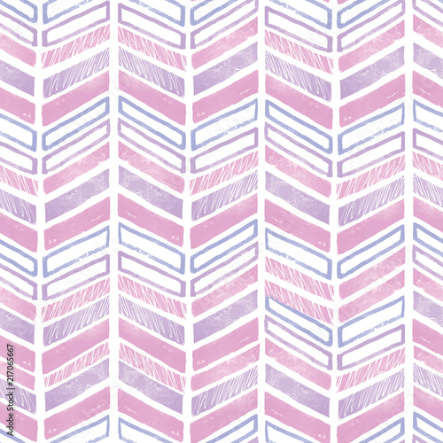Purple pink tribal chevron repeat pattern design. Great for folk modern wallpaper, backgrounds, invitations, packaging design projects. Surface pattern design.