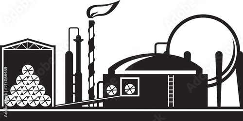 Production of biogas from organic sources - vector illustration