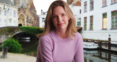 Portrait of Caucasian woman relaxing in Bruges