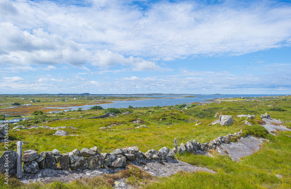 Panorama of an irish coast along the atlantic ocean in summer