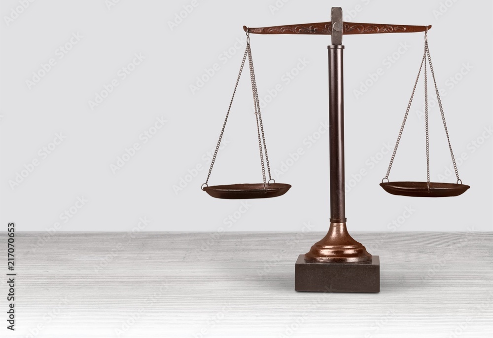 Law scales on table background Law scales on table background