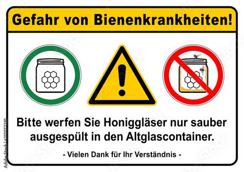 Foto ks393 Kombi-Schild - dfb12 DangerForBees - mrt21 MuellRichtigTrennen - Gefahr vo