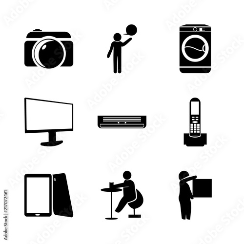 technology vector icons set. telephone, tablet, tv and conditioner in this set