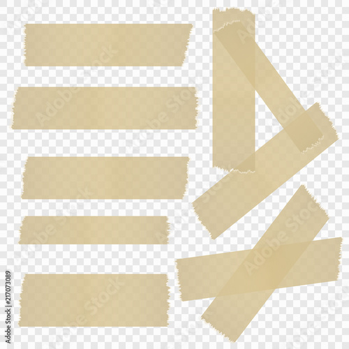 A selection of adhesive tape on an isolated transparent background. Vector illustration.