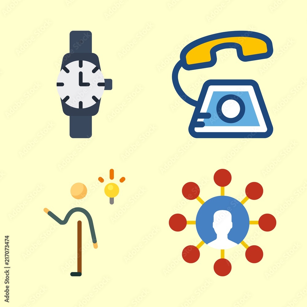 technology vector icons set. user, invention, phone call and watch in this set