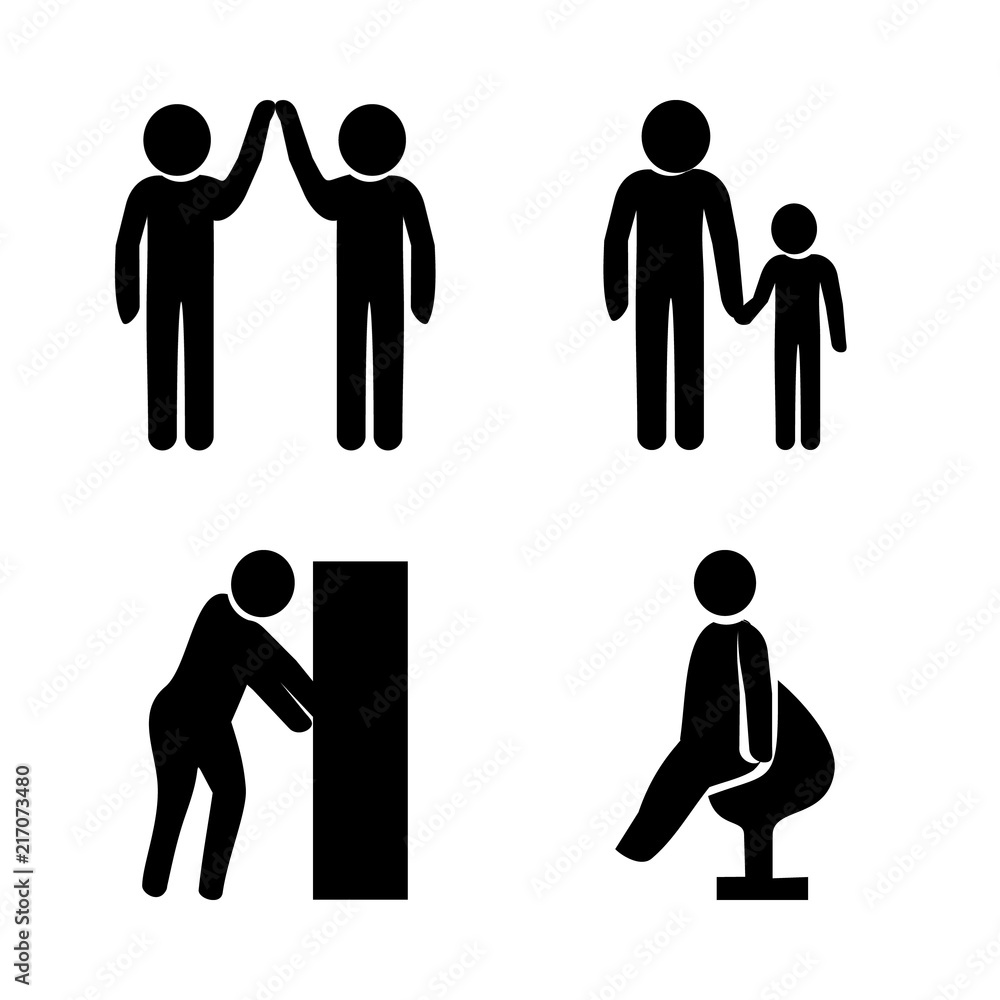 man vector icons set. hand clap, push, father and son and sit in this set man vector icons set. hand clap, push, father and son and sit in this set
