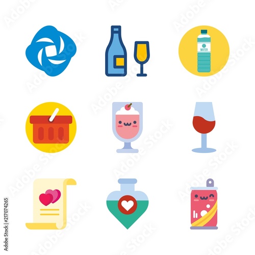 drink vector icons set. wine glass  water filther logo  soda and potion in this set