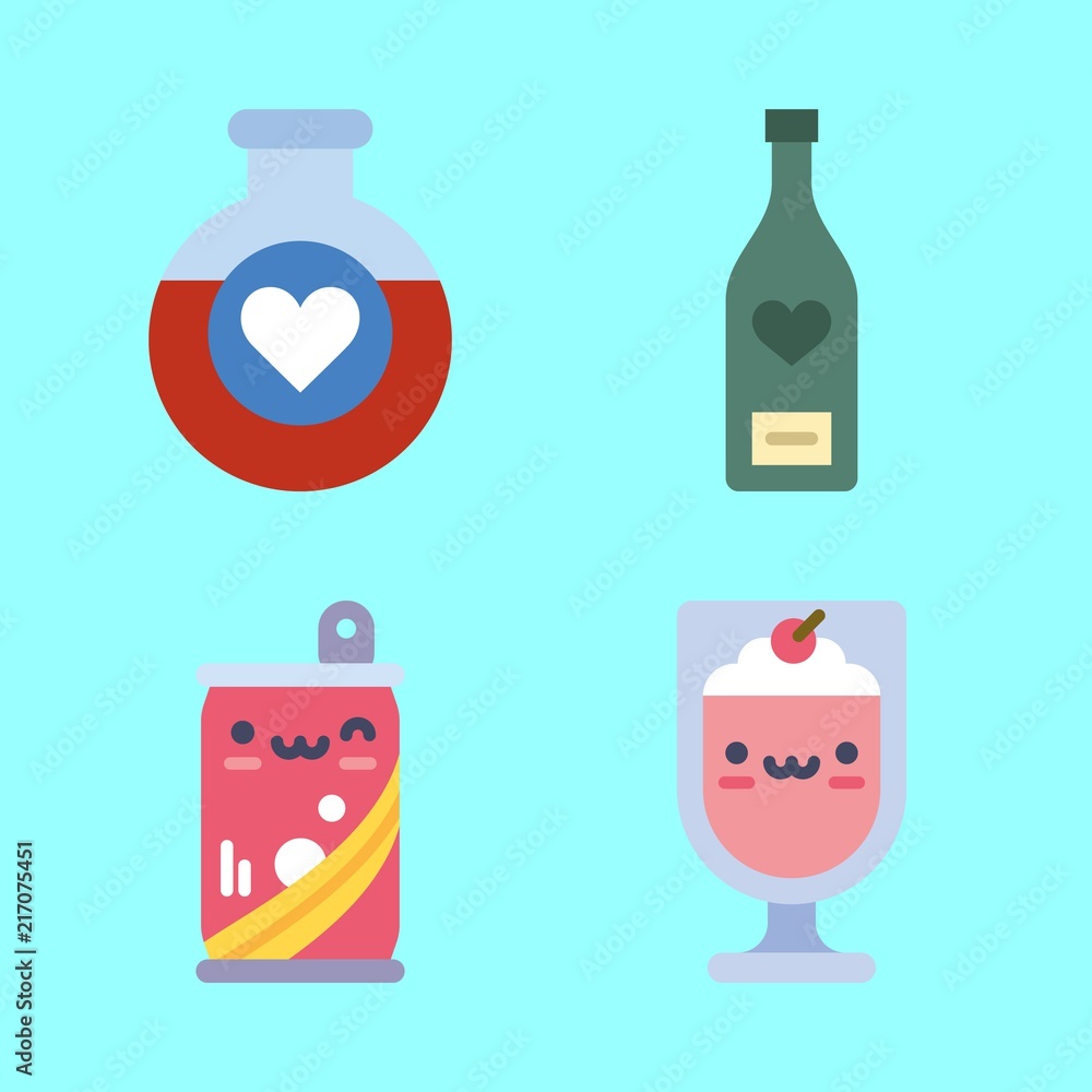 drink vector icons set. potion, milkshake, wine bottle and soda in this set drink vector icons set. potion, milkshake, wine bottle and soda in this set