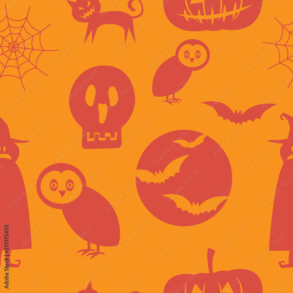 Orange Halloween seamless pattern background Orange Halloween seamless pattern background