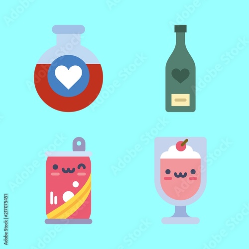 drink vector icons set. potion, milkshake, wine bottle and soda in this set