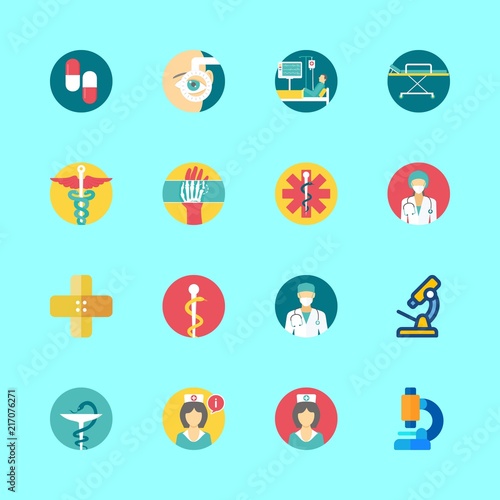 hospital icons set. male, store, vision and team graphic works
