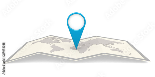 Fotografie World map with blue locator