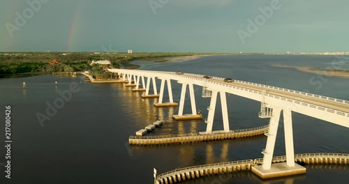 Some aerial footage of the causeway in Florida going to Sanibel Island. A double rainbow taking place behind it. Filmed with the X5S on the Inspire 2. photo