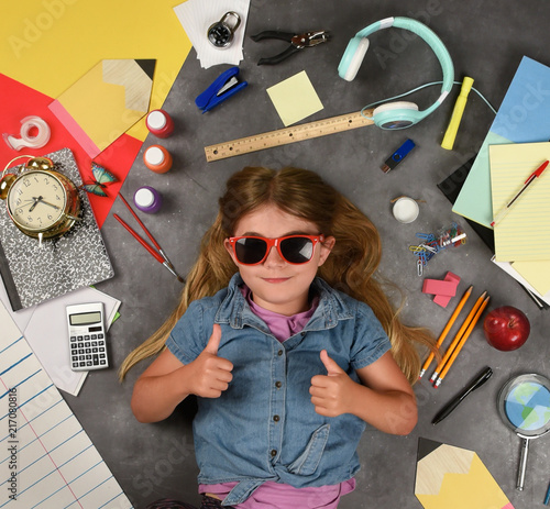 Happy Back to School Education Child with Supplies