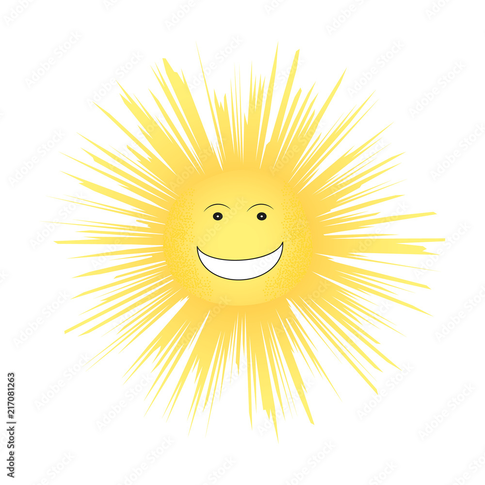 Laughing vector sun on isolated background. A child's drawing of a laughing face. The sun is the concept of summer, rest. Laughing vector sun on isolated background. A child's drawing of a laughing face. The sun is the concept of summer, rest.