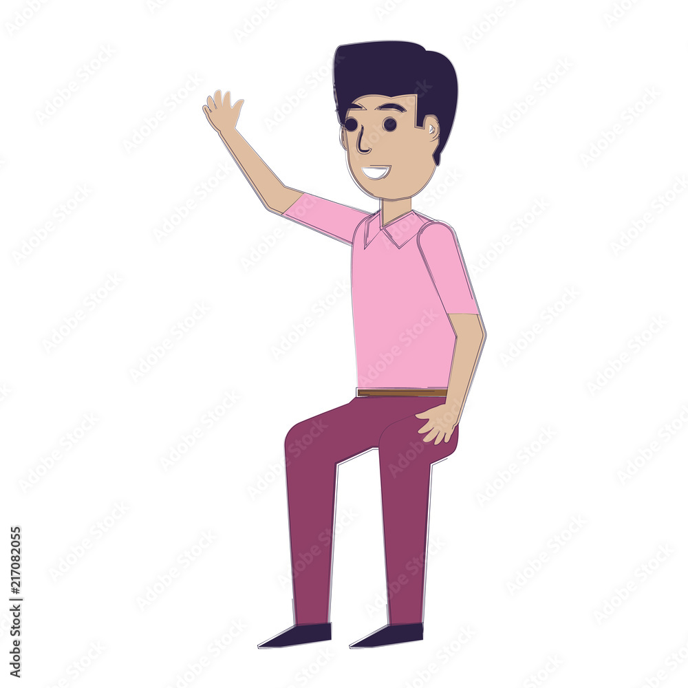 cartoon young man icon over white background, vector illustration