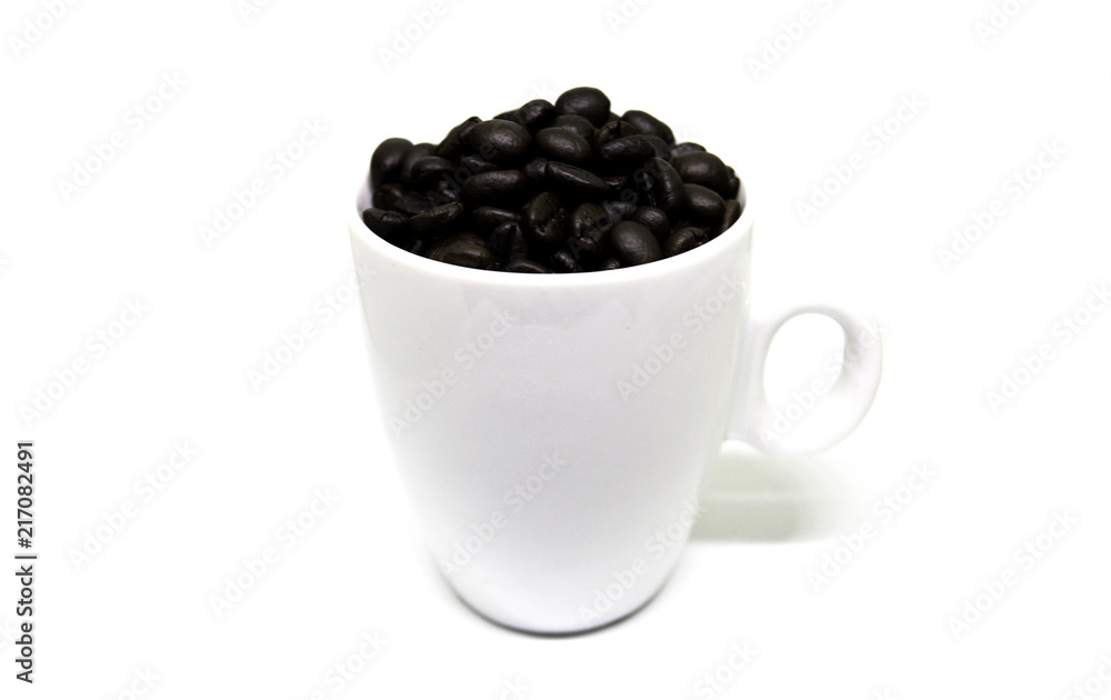 Coffee crop beans on isolated white background Coffee crop beans on isolated white background