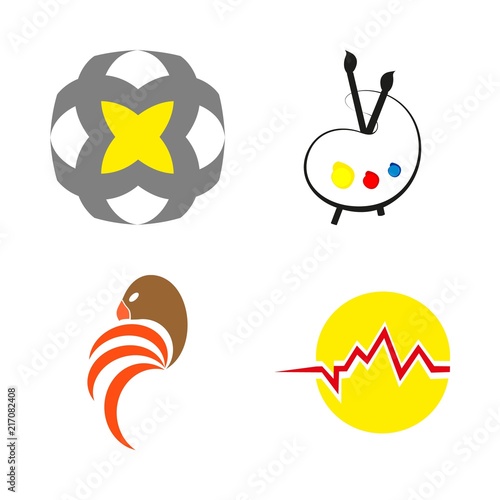 logo icons set. wooden, service, goose and paperwork graphic works