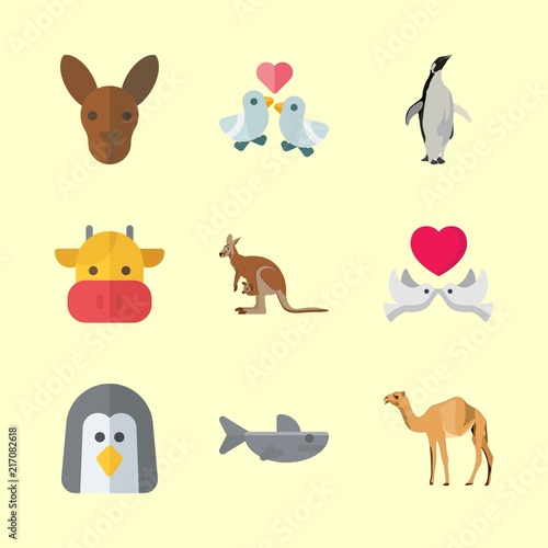 animals icons set. western grey, ear, portrait and freeze graphic works