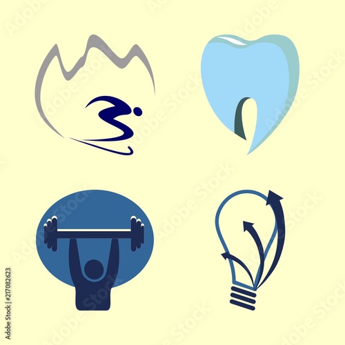 logo vector icons set. dentist logo, inspiration program logo, winter resort logo and gym logo in this set