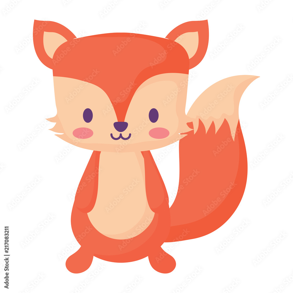 cute fox icon over white background, vector illustration