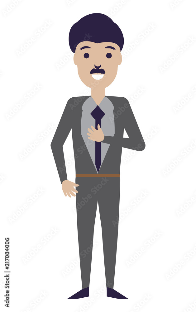 cartoon businessman icon over white background, vector illustration