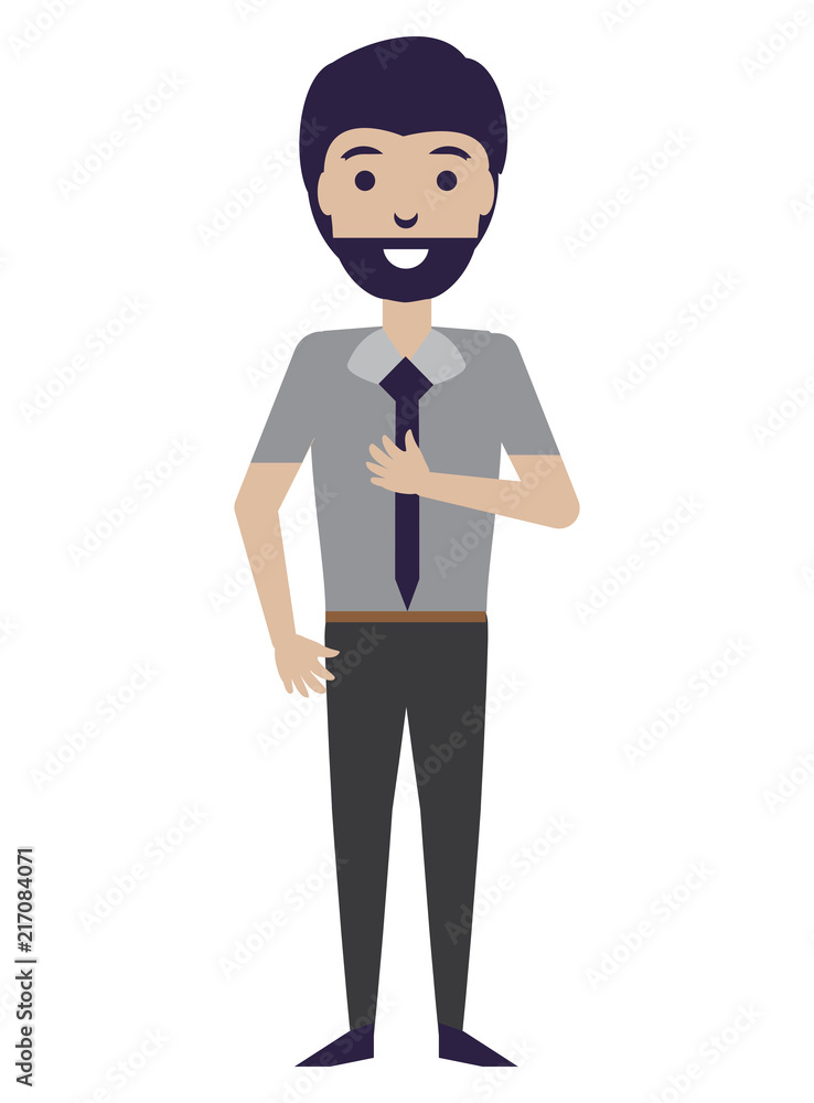 cartoon businessman icon over white background, vector illustration