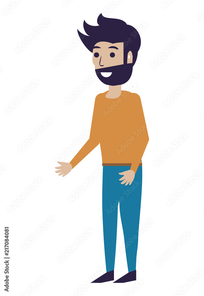 cartoon young man wearing casual clothes over white background, vector illustration