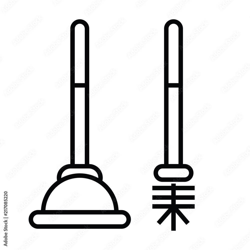 plunger or plumber rubber icon with outline and line style plunger or plumber rubber icon with outline and line style