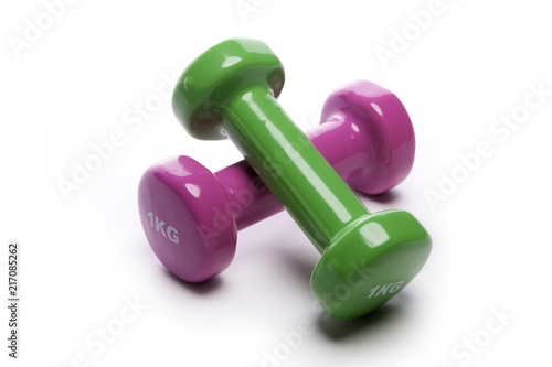 two dumbbell isolated white