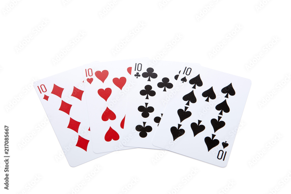 ten diamond, heart, clover, spade isolated white ten diamond, heart, clover, spade isolated white