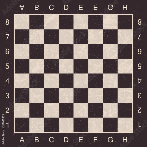 Vászonkép Grunge chess Board with letters and numbers