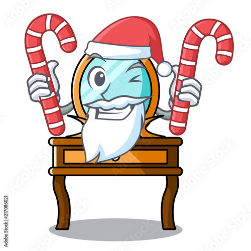 Santa with candy dressing table mascot cartoon