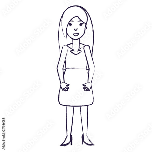 cartoon designer woman icon over white background, vector illustration