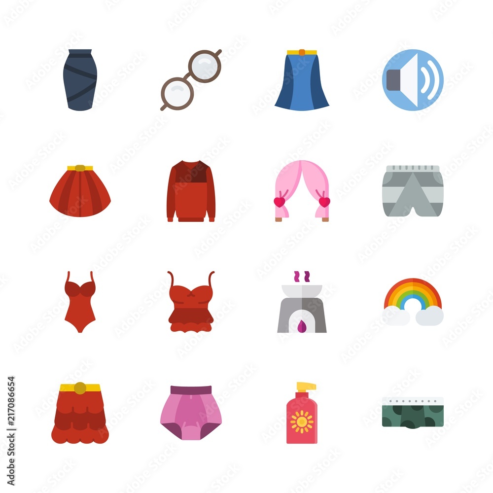 beauty vector icons set. sweater, swimsuit, sun protection and sunglasses in this set beauty vector icons set. sweater, swimsuit, sun protection and sunglasses in this set