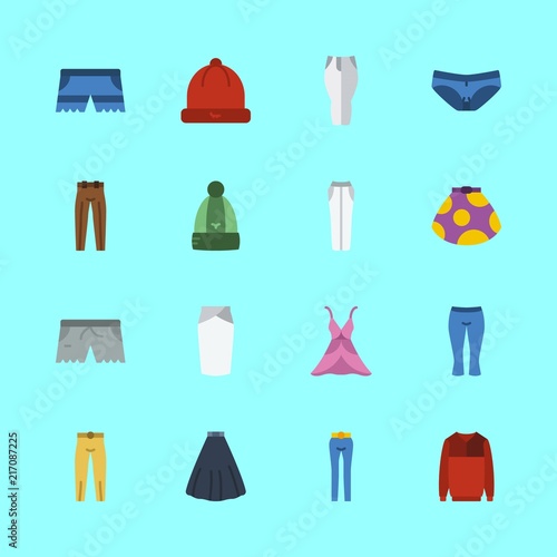 clothes vector icons set. pants  winter hat  trousers and panties in this set