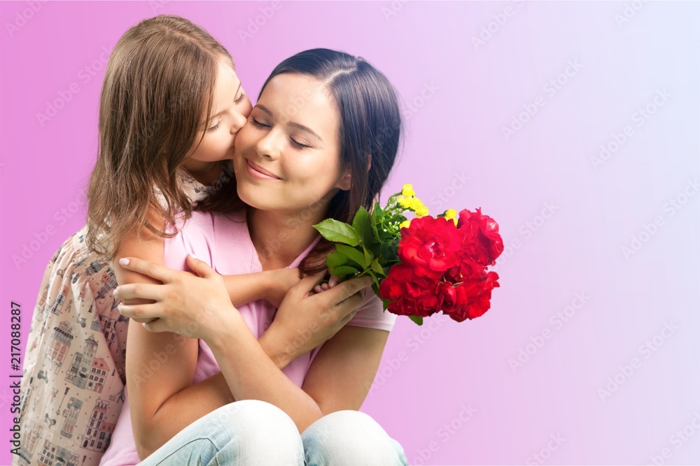 Young woman with little girl and beautiful Young woman with little girl and beautiful
