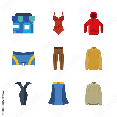 clothes vector icons set. trousers  store  dress and sweater in this set